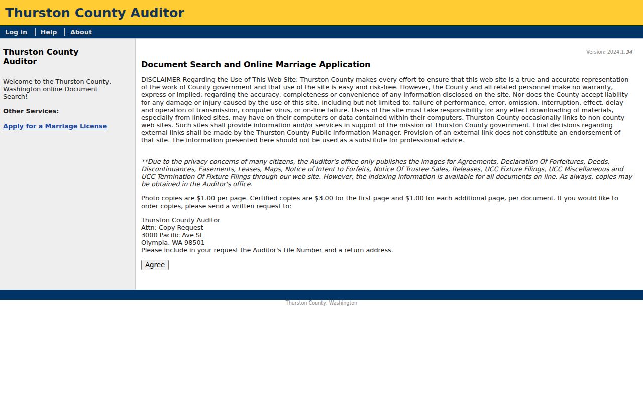 Thurston County residents directory deed index